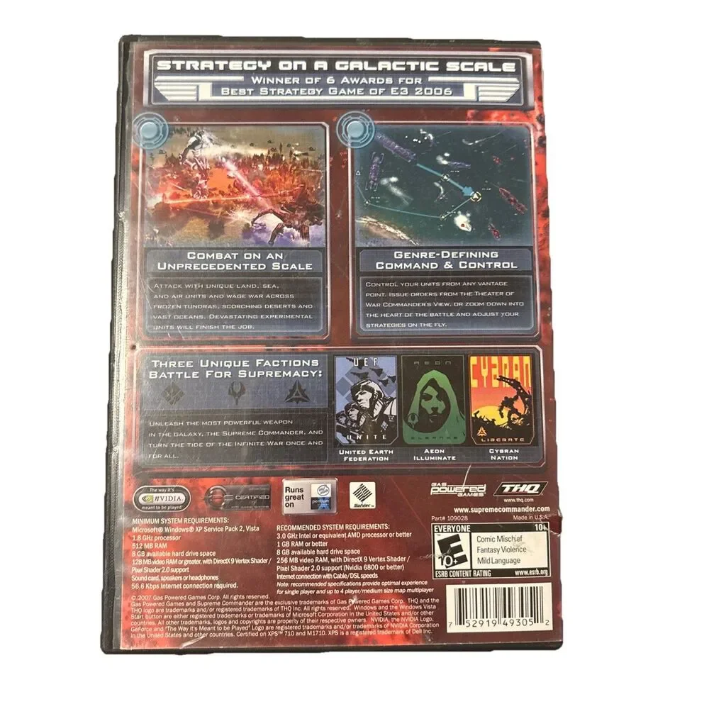 Supreme Commander Games For Windows PCDVD Disc And Manual In Original Case